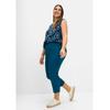 7/8-Hose SHEEGO "Große Größen", Damen, Gr. 54, Normalgrößen, blau (dunkelpetrol), Obermaterial: 98% Baumwolle, 2% Elasthan, unifarben, casual, comfort fit 7/8-Länge, Hosen, mit Gummibund, aus elastischem Twill