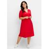Sommerkleid SHEEGO "Große Größen", Damen, Gr. 48, Normalgrößen, lila (erdbeere), Obermaterial: 100% Viskose, unifarben, feminin, figurumspielend knieumspielend, Rundhals, Kurzarm, Kleider, aus leichter Viskose, in A-Linie