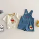 Summer Baby Boy Rompers Newborn Short Sleeve T Shirt + Brace 2 Pcs Set Girl Cartoon Winnie Pooh Print Infant Kid Jumpsuit 1-6T