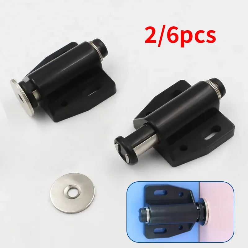 2/6 Stück magnetischer Schrankschnappverschluss, Möbeltürschließer, Rückprall-Magnetsauger, verwendet für Schränke, Kleiderschränke, Schuhschränke