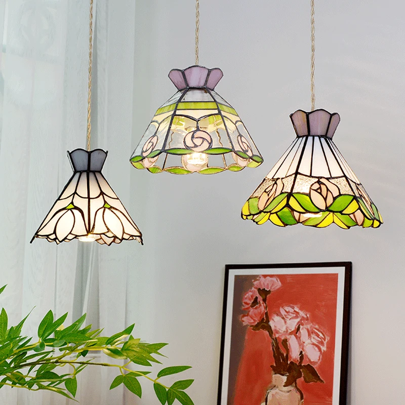 Farbe Tiffany Glas Pendel leuchte Industrie Loft Hängelampe Decke Kronleuchter Beleuchtung Wohnzimmer Esszimmer Küche Restaurant lampe wohnzimer deckenleuchte kronleuchter pendelleuchte nachtlicht