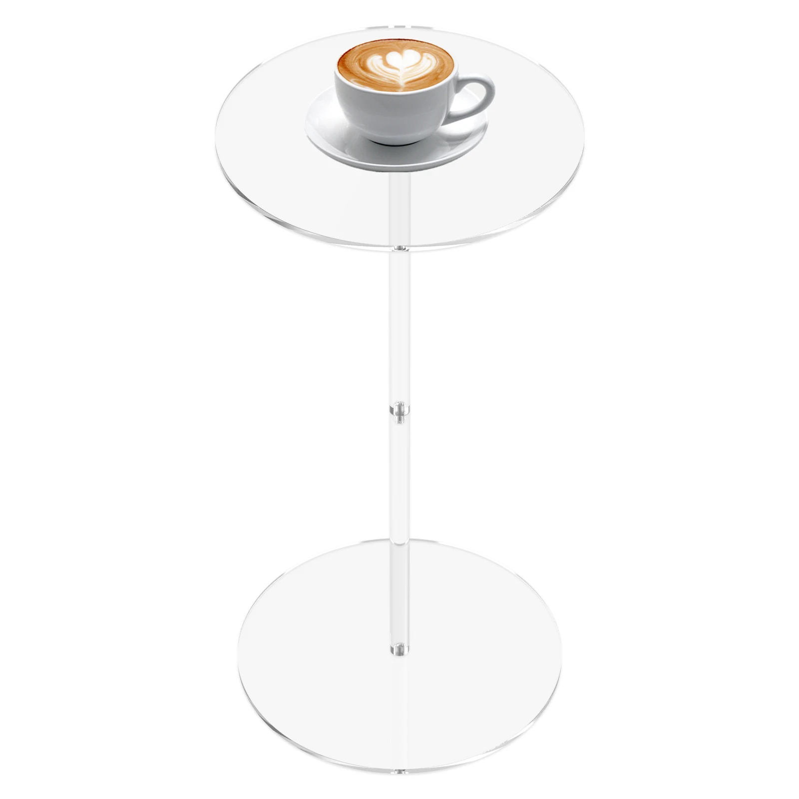 Transparenter Teetisch aus Acryl, Getränke-Beistelltisch, platzsparend, kleiner runder Beistelltisch, einfache Montage für Wohnzimmer, Schlafzimmer, Büro Image