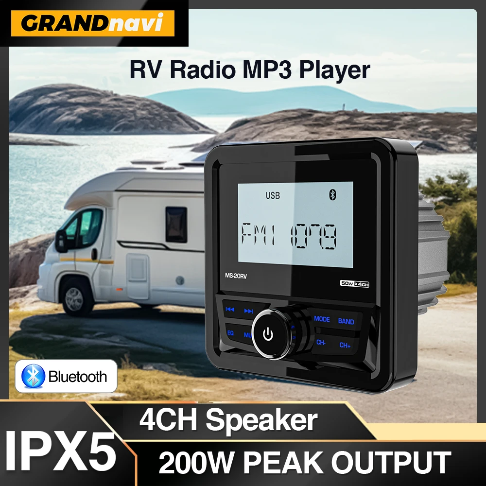 RV Stereo Radio Für Motor Home RV Yacht Gauge ATV UTV Warenkorb Boot Marine IPX5 Wasserdichte Bluetooth FM AM Digital Media Player Image