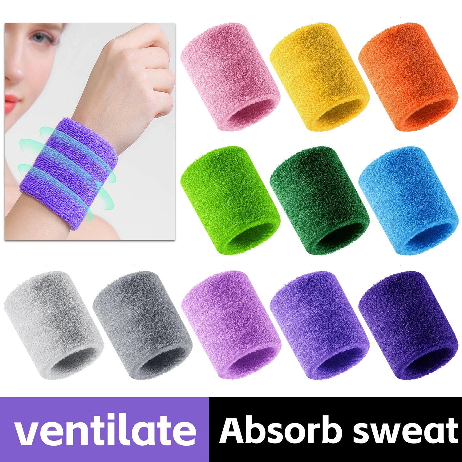 1/2 Stück Fitness-Armband, Handgelenkstütze für Tennis/Basketball/Volleyball, Sportschutz-Schweißband, Handgelenkschutz für das Fitnessstudio Image