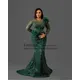 African Aso Ebi Mermaid Prom Dress Dubai Beading Crystals Long Sleeves Evening Gown Customized Sexy Women Wedding Party Dress