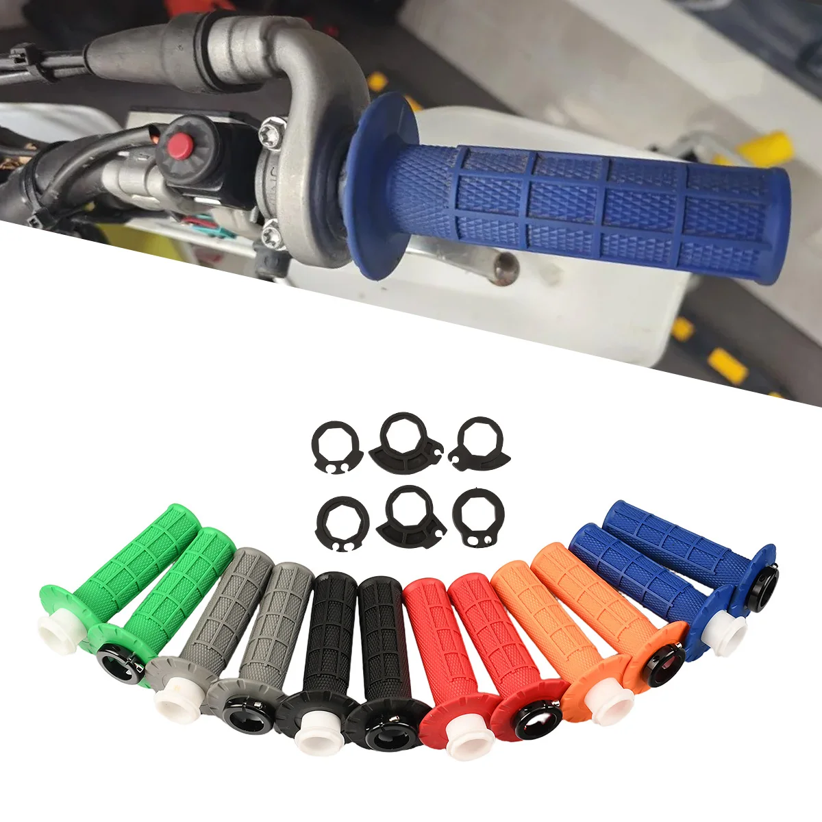 Für Yamaha Honda Kawasaki Suzuki KTM Motorradgriffe 7/8" 22mm Handgriff mit Snap-on Dirt Bike Motorradlenker