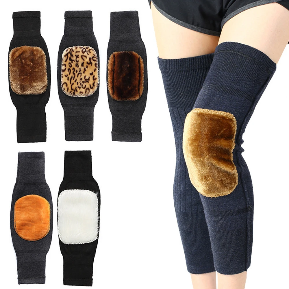 1 Paar Unisex-Kniebandagen aus Kaschmirwolle – warme Winter-Thermo-Kniewärmer, verdickte und verlängerte Kniebandagen für Arthritis Image