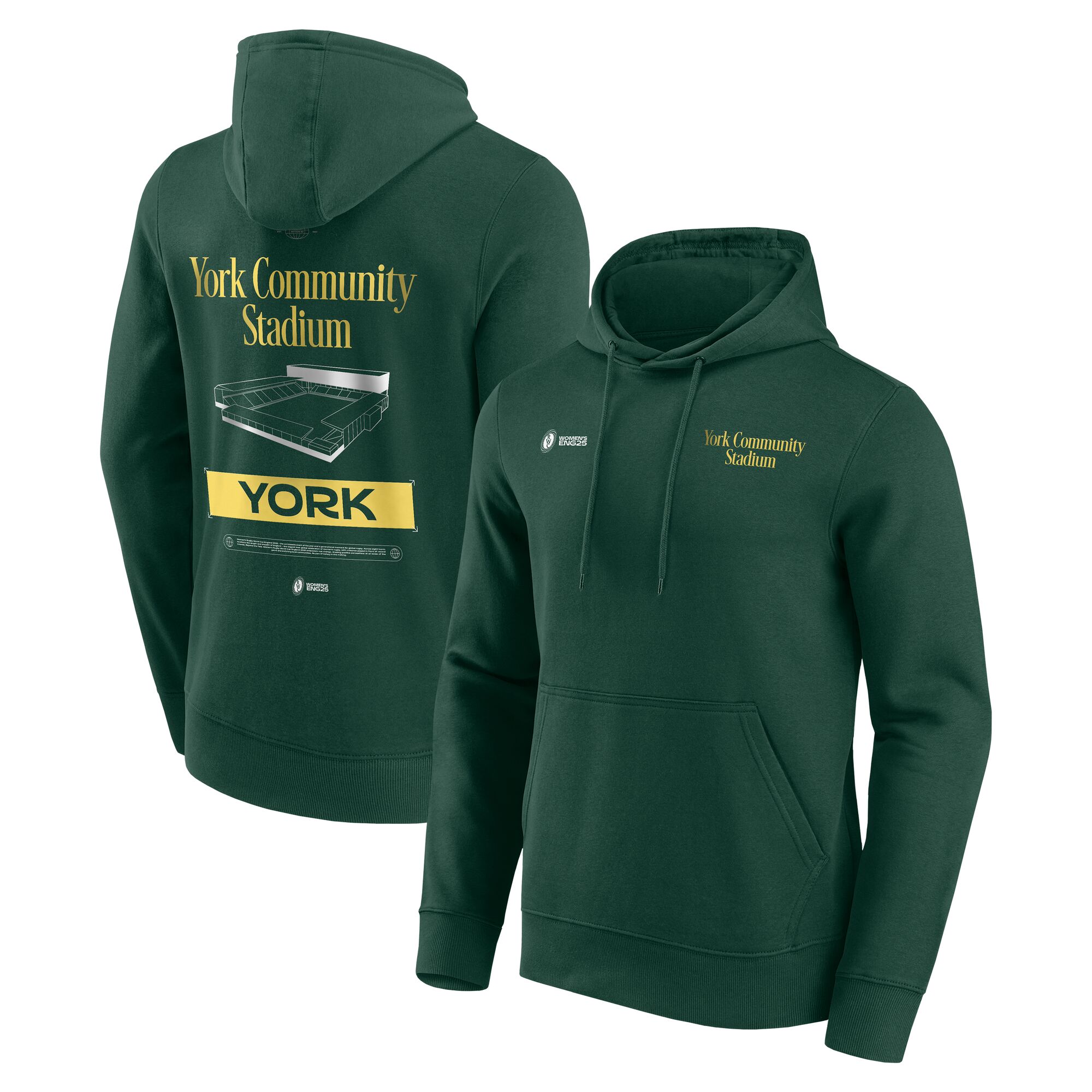 Damen-Hoodie „Rugby-Weltmeisterschaft ENG25 Städte“ – York – Grün Image