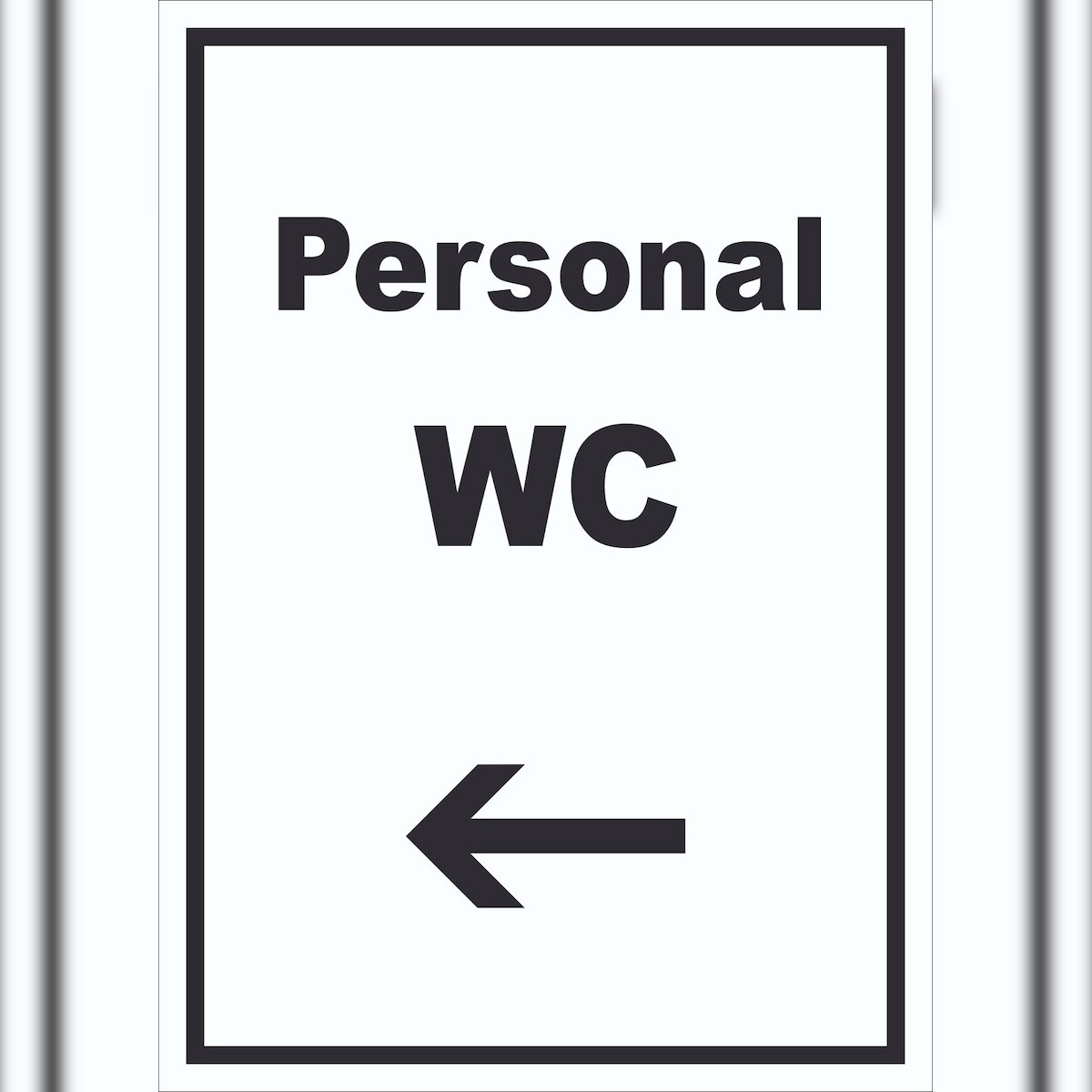 HB-Druck Personal WC Schild mit Text und Richtungspfeil links hochkant A6 Rückseite selbstklebend Image