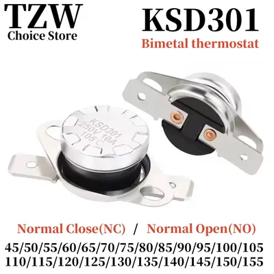 2PCS Bimetal thermostat KSD301 40C~150C Temperature Switch Thermal Control 50C 75C 85C 95C 100C 115C