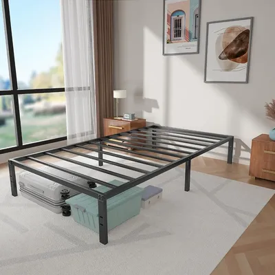 Twin XL Platform Bed Frames No Box Spring Needed 14 Inch Heavy Duty Metal Steel Slat Mattress