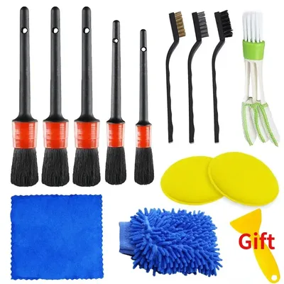 New Car Cleaning Kit Scrubber Drill Detailing Brush Set Air Conditioner Vents Towel Polisher Car