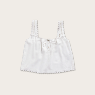 Tecovas Women's Artisanal Tank Top, White, Linen / Cotton, XS