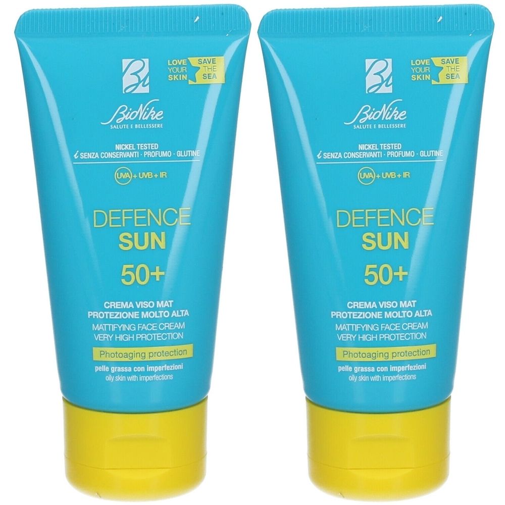 BioNike Defence Sun Crema Viso Mat SPF 50+ 2x50 ml per la pelle