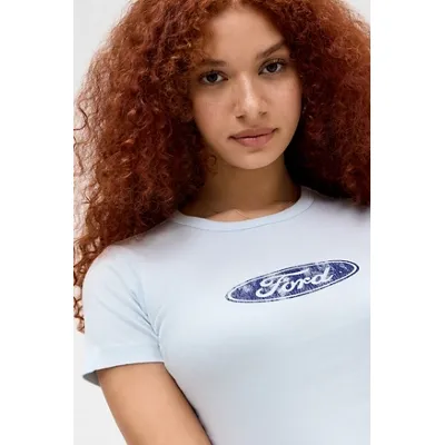 UO Light Blue Ford Baby T-Shirt - Light Blue L at Urban Outfitters