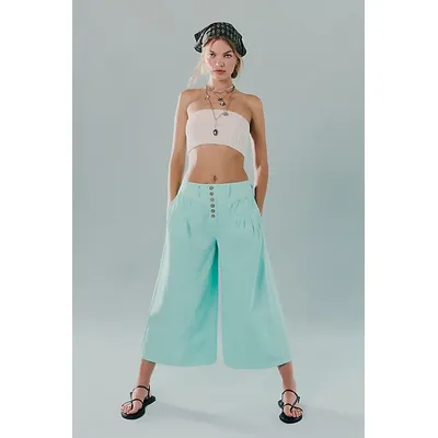 We The Free Blossom Pull-On Jeans at Free People in Fair Aqua, Size: Large