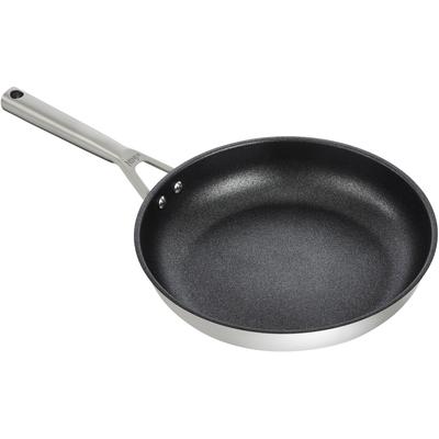 Bratpfanne NINJA "Ninja ZEROSTICK Edelstahl-Pfanne C600DE", silber (silberfarben), H:9,3cm L:49,4cm Ø:28cm, Pfannen, Edelstahl mit Aluminiumbeschichtung für Braten bei hohen Temperaturen Image