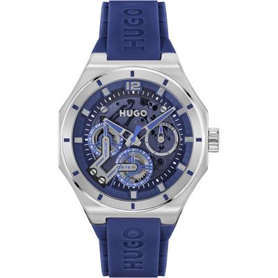 Multifunktionsuhr HUGO "GRAIL SKELETON", blau, Armbanduhren, Herren, Armbanduhr, Quarzuhr, Herrenuhr, Datum, Edelstahlarmband Image