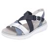 Riemchensandale REMONTE "Elisabeth Hurley-Collection", Damen, Gr. 36, silber (blau, silberfarben), Leder, casual, Schuhe, Keilabsatz, Sommerschuh, Sandalette mit Kreuzbandage
