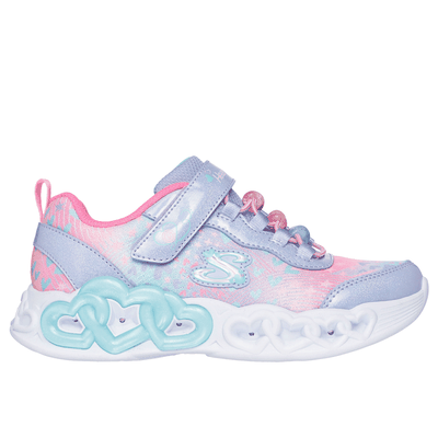 Skechers Girl's Infinite Heart Lights - Heart Jewels Sneaker | Size 11.5 | Lavender | Textile/Synthetic