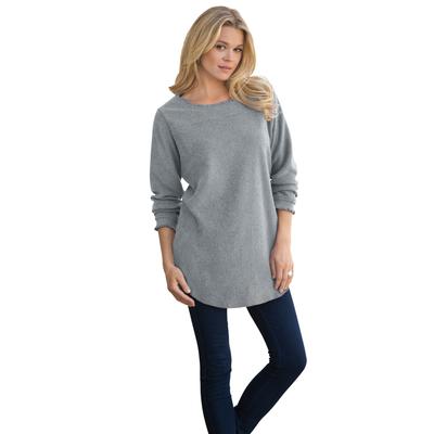 Plus Size Women's Sherpa Fleece Tunic by Roaman's in Gunmetal (Size 30/32) Fleece Long Sleeve Shirt
