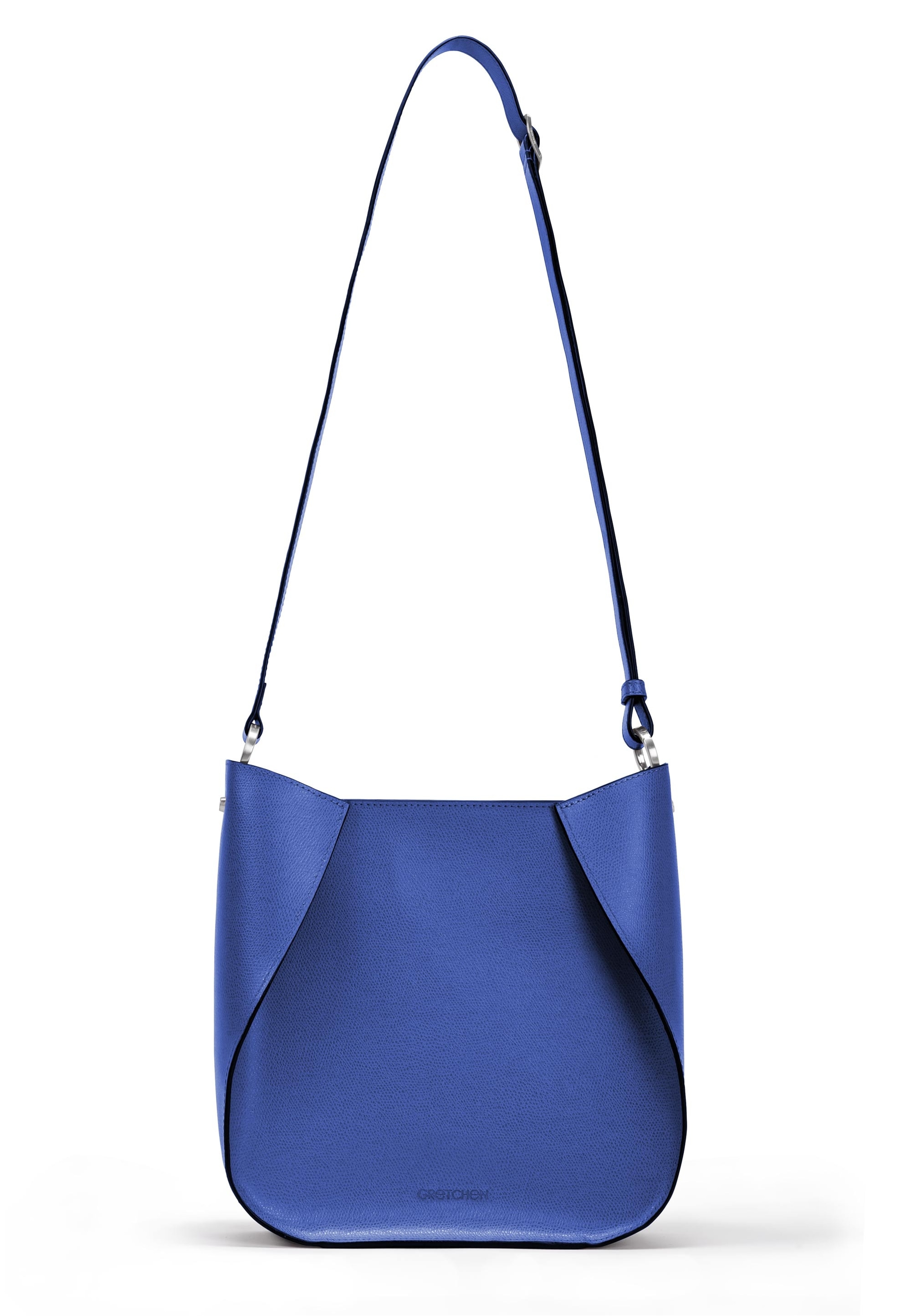 Schultertasche GRETCHEN "Erica Shoulderbag", Damen, Gr. B/H/T: 7cm x 27cm x 25cm, blau, Leder, unifarben, Taschen Schultertasche, aus italienischem Rindsleder