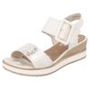 Sandalette REMONTE "ELLE-Collection", Damen, Gr. 40, gold (creme, goldfarben), Leder, Bast, feminin, Schuhe, Sommerschuh, Sandale, Bequemschuh mit Klett unter der Zierschnalle