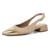 Slingpumps TAMARIS, Damen, Gr. 41, beige (beige, kombiniert), Leder, Lederimitat, elegant, Schuhe, Blockabsatz, Abendschuh, Businessschuh mit goldfarbenem Besatz