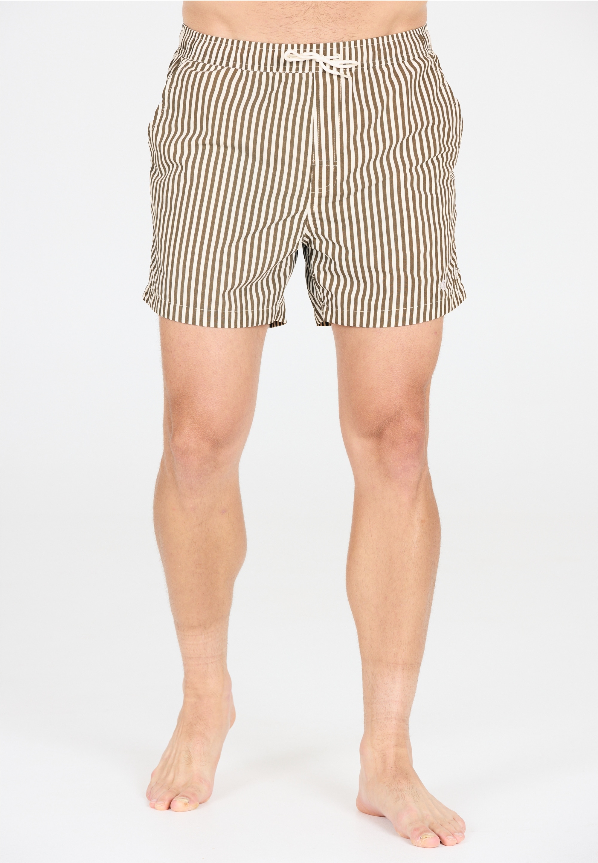 Badeshorts VIRTUS "Cullen", Herren, Gr. L, EURO-Größen, braun (braun, weiß), Polyamid, gestreift, Badehosen, aus atmungsaktivem Material Image