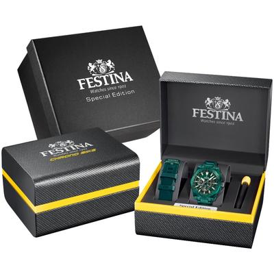 Chronograph FESTINA "Chrono Bike 2025 Special Edition", grün, Armbanduhren, Herren, Quarzuhr, Armbanduhr, Herrenuhr, Edelstahlarmband Image