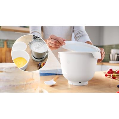 BOSCH Küchenmaschine "Serie 6 MUMS6EW18, 2 Schüsseln (Edelstahl, Kunststoff), Deckel, weiß", weiß, B:32cm H:33cm T:38cm, Küchenmaschinen, 7 Stufen, Knethaken/Rühr-/Silikonbesen, spülm.fest, Schüssel BPA-frei
