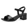 Sandalette TAMARIS, Damen, Gr. 40, schwarz, Lacklederimitat, elegant, Schuhe, Blockabsatz, Festtagsschuh, Abendschuh, Klett unter der Zierschnalle