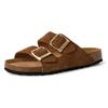 Pantolette TAMARIS, Damen, Gr. 39, braun (cognac), Veloursleder, casual, Schuhe, Hausschuh, Schlappen mit zwei verstellbaren Schnallen