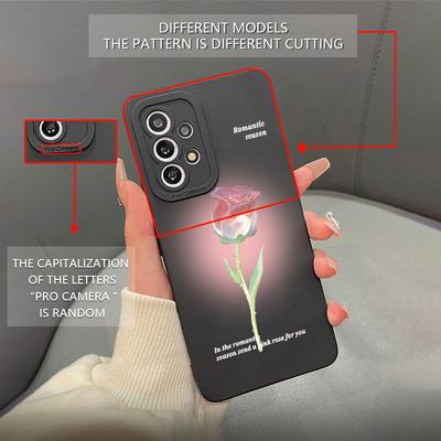 TEMU Rose Phone Cases S23 S23 Ultra S20 S20+ S20 Fe S21 Fe 5g S22 S22+ A14/a23/a32 55g/a52/a54 5g Phone Case St1 Black Anti-slip Soft Shockproof Bumper Back Cover Image