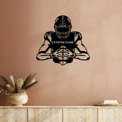 TEMU 1pc Custom Rugby Player Wall Art, Personalized Rugby Player Sign, Farmhouse Wall Rugby Player Decoration, Metal Art, For Living Room Office Decoration, Custom Name, Porch, Patio, Gifts Image