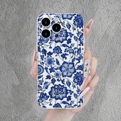 TEMU Elegant Blue-and-white Porcelain Pattern Tpu Phone Case - Shockproof Protective Cover Compatible With Iphone 15/14/13/12/11 Series, Xs/xr/x & 7/8 Plus Pro Max Mini - Gift For And Family Image