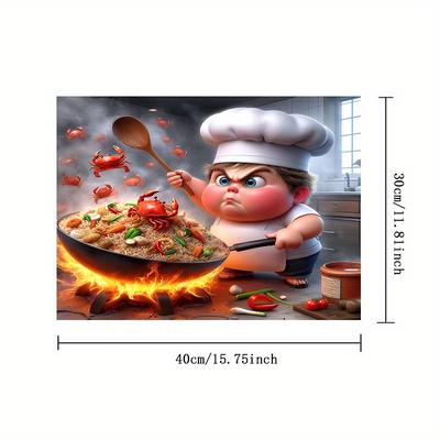 TEMU 1pc Print Coffee Machine Mat, Polyester Dish Drying Pad, Colorful Drain Mat For Washing Machine And Dryer, Multi-functional Kitchen Countertop/table Decorative Protector Image
