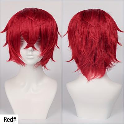 TEMU Callia Unisex Cosplay Short Bob Wig With Bangs - Fluffy Wavy Anime Style, Heat-resistant Synthetic Hair, Cut For Cosplay, Anime Hair | Cut Wig | Heatresistant Fiber, Anime Hair Wig Image