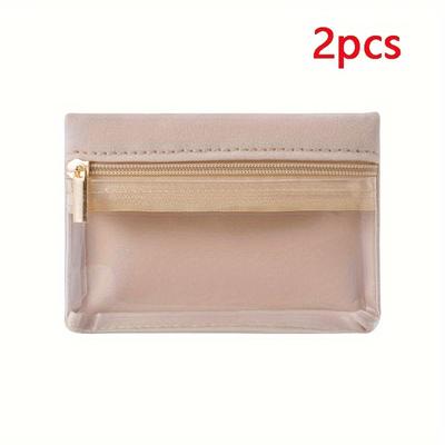 TEMU 2-pack Velvet Pvc Jewelry Organizer Bags - Portable Travel Storage Pouches For Earrings, Rings, Bracelets, - Hand Washable, Professional Safe Image