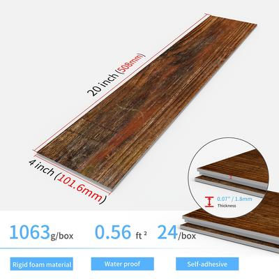 TEMU 12/24pcs Brown Cedar Wood Floor Tiles Waterproof Vinyl Plank Wall Floor Tile Wood For Walls Stick On Floor Tiles For Bathroom Kitchen Bedroom Image