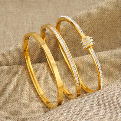 "TEMU {"gp2title": "6pcs/3pcs Stainless Steel Bracelets, Stacking Set Of Bracelets With Zirconia Inlays, Sparkling"}" Image