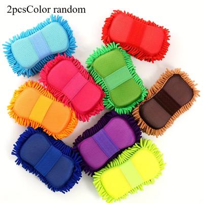 TEMU 2pcs Vibrant Chenille Microfiber Cleaning Sponge Gloves - , -resistant, Dual-sided For Efficient Stain Removal - Ideal For Trucks, Suvs, Rvs, Boats, And Motorcycles, Car Cleaning Products Image