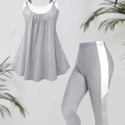 TEMU Women' Suspender Top With Cropped Pants, Everyday Elegant Two-piece Set Image