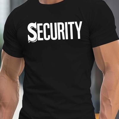 TEMU Security Print, Men's Round Crew Neck Short Sleeve Tee, Casual T-shirtcasual Comfy Lightweight Top For Summer Image