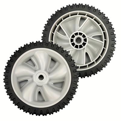 "TEMU 2pcs 7" Lawn Mower Wheels Compatible With Mtd Walk-behind Mowers, Replacement For 611-0414a Models, Fits A0s5, A2sd, And More - Durable Plastic Construction, Gray Design, Lawn Mower Accessories" Image