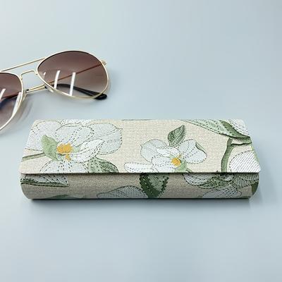 TEMU 1pc Luxury Chinese Style Sunglass Case, Artificial Leather With Magnetic Closure, Embroidered Pattern, High Aesthetic Eyewear Storage Box, Perfect Gift For Holidays Image