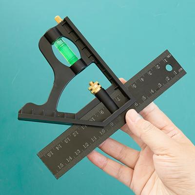 TEMU Woodworking Square With Adjustable Slide - Precision 45-degree Measuring Tool, Easy-to-read Scale For Diy Projects & Image