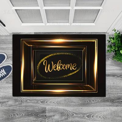 TEMU A Stylish Modern Entrance Rug With Elegant Golden Threads, Featuring A Non-slip Design And Suitable For Indoor/outdoor Home Decor. Image