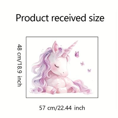 "TEMU Pink Unicorn Cartoon Wall Decal - Self-adhesive, Removable Sticker For Bedrooms, Bathrooms, - , 19.2"x22.4" Image