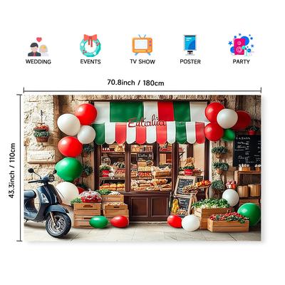 TEMU 1pc Italian Market Polyester Backdrop Decoration, Seasonal Event Background For Christmas, Spring, Summer, Autumn, Winter - No Power Needed, Statue Decor Image